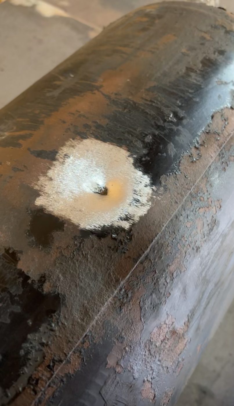 Pressure vessel weld detail showing finished repair